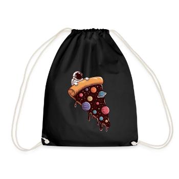 Astronaut and Galactic Pizza Adventure in the - Drawstring Bag - black - Front