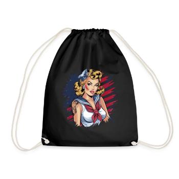 Pin-up rétro au look marine avec - Sac de sport léger - noir - Devant