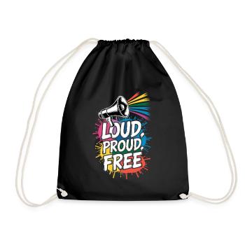 Fort, fier, gratuit Megafon Rainbow - Sac de sport léger - noir - Devant