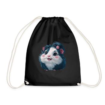 Cute guinea pig with flower in her hair for - Drawstring Bag - black - Front