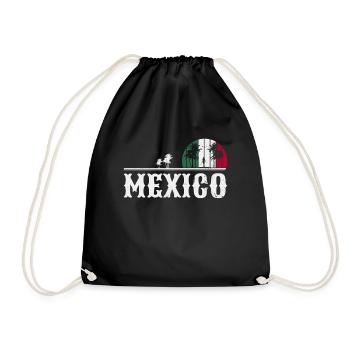 Mexico Retro Latin America Mexican Flag - Drawstring Bag - black - Front