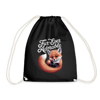 Fur-ever adorable fox illustration for - Drawstring Bag - black - Front