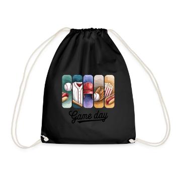Game Day Baseball Fan Fun for Sports Enthusiasts - Drawstring Bag - black - Front