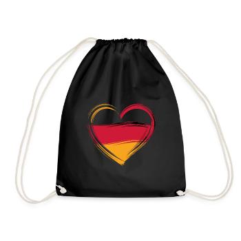 Coeur aux couleurs de l’Allemagne – Symbole patriotique - Sac de sport léger - noir - Devant