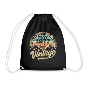 Birthday Vintage May 1977 original May 1977 - Drawstring Bag - black - Front