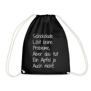 Schokolade und. Apfel - Turnbeutel - Schwarz - Vorne