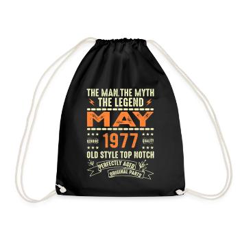 Birthday May 1977 - May 1977 - Drawstring Bag - black - Front