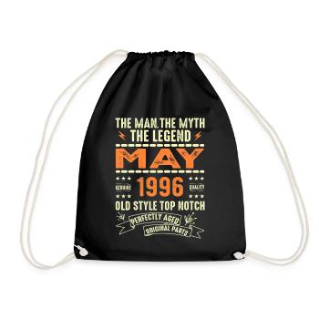 Birthday May 1996 - May 1996 - Drawstring Bag - black - Front