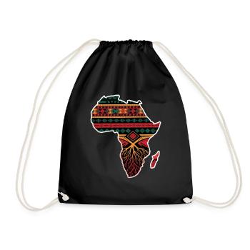 African Pattern Card with Roots - Drawstring Bag - black - Front