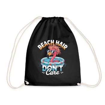 Beach Hair Don't Care Flamingo Summer - Drawstring Bag - black - Front