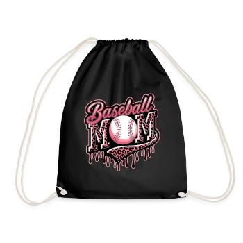 Baseball Mom Leopard Print Pink - Drawstring Bag - black - Front
