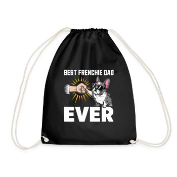 Best Frenchie Dad Ever Funny Dog with - Drawstring Bag - black - Front