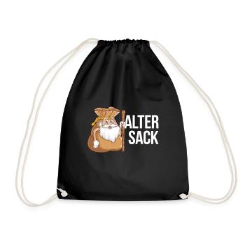 Alter Sack Lustiges Cartoon Design Mit Witzigem - Turnbeutel - Schwarz - Vorne