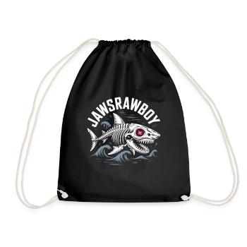 Jawsrawboy Skeleton Shark Illustration - Drawstring Bag - black - Front