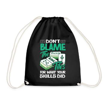 Mahjong Gamer Mah-Jongg Fun Card Game - Drawstring Bag - black - Front