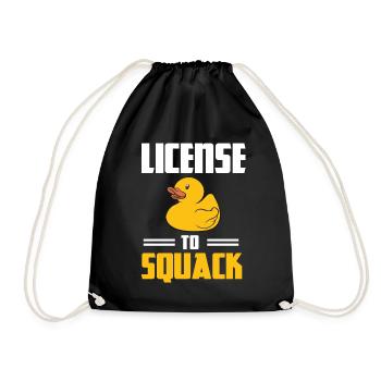 License To Squack Duckling Rubber Duck Yellow Duck - Drawstring Bag - black - Front