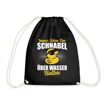 Enten Gelbe Ente Quietscheente Gummiente - Turnbeutel - Schwarz - Vorne