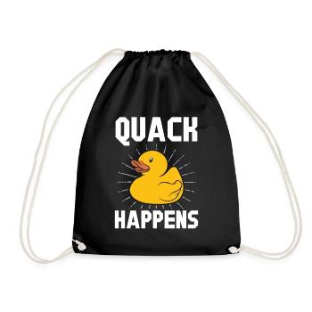 Quietscheenten Geschenk Gelbe Ente Quack Happens - Turnbeutel - Schwarz - Vorne