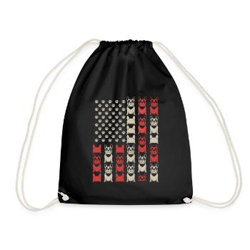 French Bulldogs Flag Dog Paws Pattern - Drawstring Bag - black - Front