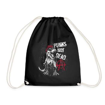 T-Rex - Punks not dead - Punk Dinosaur - Drawstring Bag - black - Front