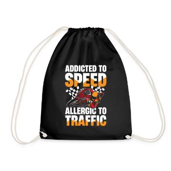 Addicted to speed, allergic to - Drawstring Bag - black - Front
