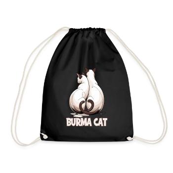 Burma Cat Loving Cats Illustration for - Drawstring Bag - black - Front