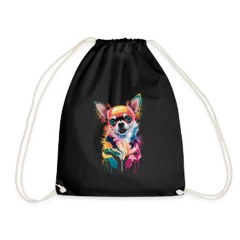 Colorful Chihuahua Illustration for Dog Lovers - Drawstring Bag - black - Front