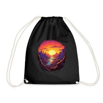 Spektakulärer Sonnenuntergang in Pixelkunst über - Turnbeutel - Schwarz - Vorne
