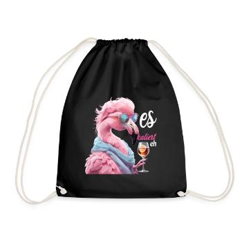 It escalates anyway Flamingo with sunglasses and wine - Drawstring Bag - black - Front