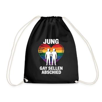 Bachelor Party Gay Heart Rainbow - Drawstring Bag - black - Front