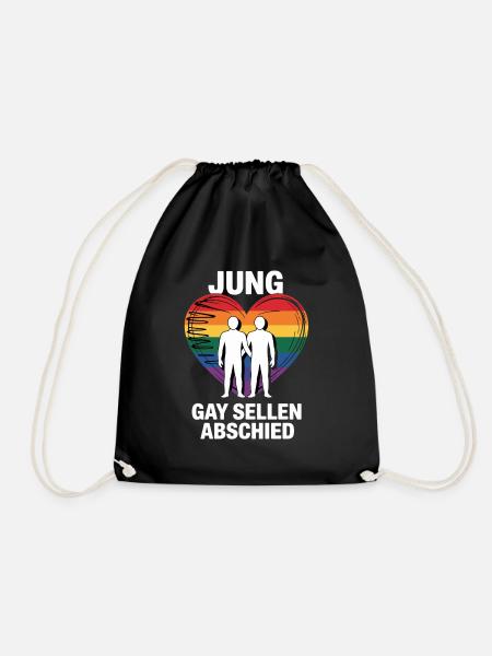 Bachelor Party Gay Heart Rainbow - Drawstring Bag - black