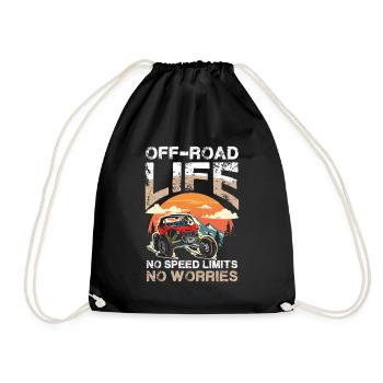 Off-road life, no speed limits, no worries - Drawstring Bag - black - Front