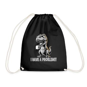 T-Rex with toilet paper problem funny design - Drawstring Bag - black - Front
