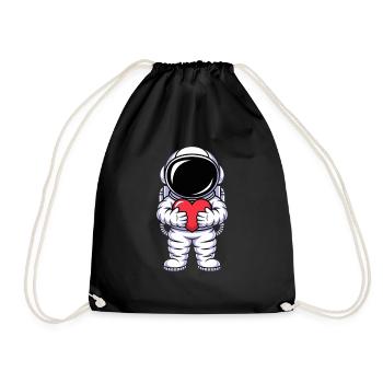 Astronaut Mit Herz Umarmung Liebe Universum - Turnbeutel - Schwarz - Vorne