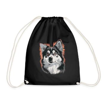 Stunning Husky Portrait in Vivid Colors - Drawstring Bag - black - Front