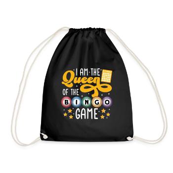 Bingo Queen Funny Bingo Party Design - Drawstring Bag - black - Front