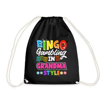 Bingo Grandma Gift Bingo Lover Grandmother - Drawstring Bag - black - Front