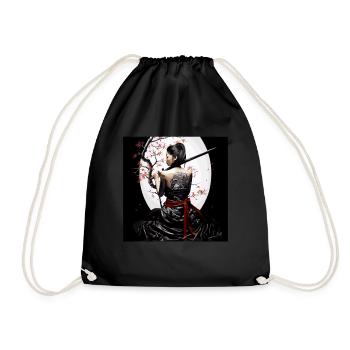 Kriegerische Samurai Kunst mit Kirschblüten und - Turnbeutel - Schwarz - Vorne
