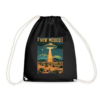 New Mexico UFO Landscape Retro Science Fiction - Drawstring Bag - black - Front