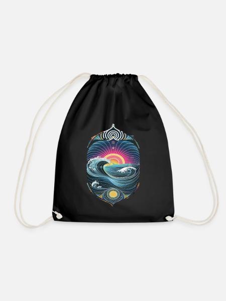 Vagues fascinantes et lever de soleil dans le - Sac de sport léger - noir