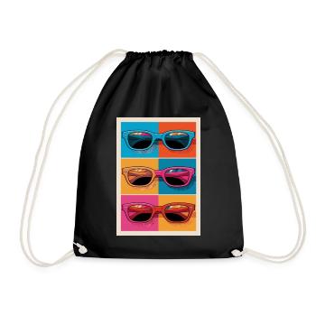 Bunte Sonnenbrillen Pop-Art Stil - Turnbeutel - Schwarz - Vorne