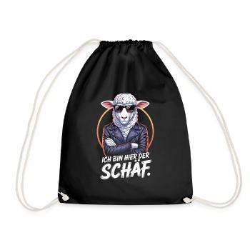 Cooles Schaf Mit Sonnenbrille Und Lederjacke - Turnbeutel - Schwarz - Vorne