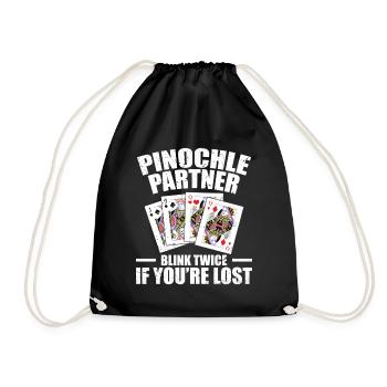 Pinochle Partner Playing Cards Card Player - Drawstring Bag - black - Front