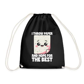 Paper Throwing Scissors Stone Paper Gift - Drawstring Bag - black - Front