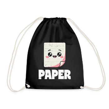 Scissors Stone Paper Group School Game Paper Figurine - Drawstring Bag - black - Front