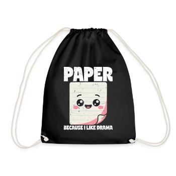 Paper Because I Like Drama - Scissors Stone Paper - Drawstring Bag - black - Front