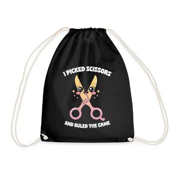Picked Scissors Ruled Game - Scissors Stone Paper - Drawstring Bag - black - Front