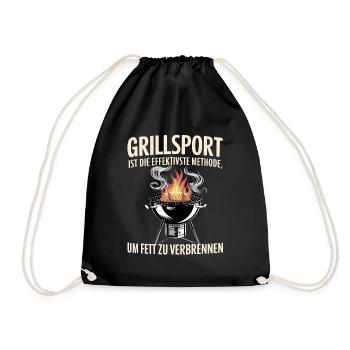 Grillsport: Die Effektivste Methode Um Fett Zu - Turnbeutel - Schwarz - Vorne