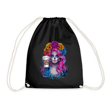 Dia de los Muertos Café avec Belle Femme de - Sac de sport léger - noir - Devant