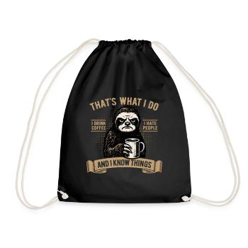 Je bois du café, je déteste les gens et je sais des choses - Sac de sport léger - noir - Devant
